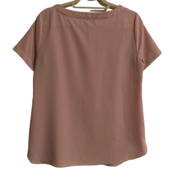 ADRIENNE VITTADINI Blouse Womens Medium Muted Pink Short Sleeve Textured Casual - Picture 5 of 5